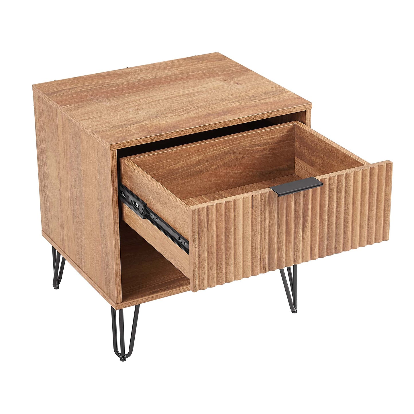 Dumbo Modern 20" Fluted Nightstand in Golden Brown (1-Drawer) - Set of 2 2-NS001-GB
