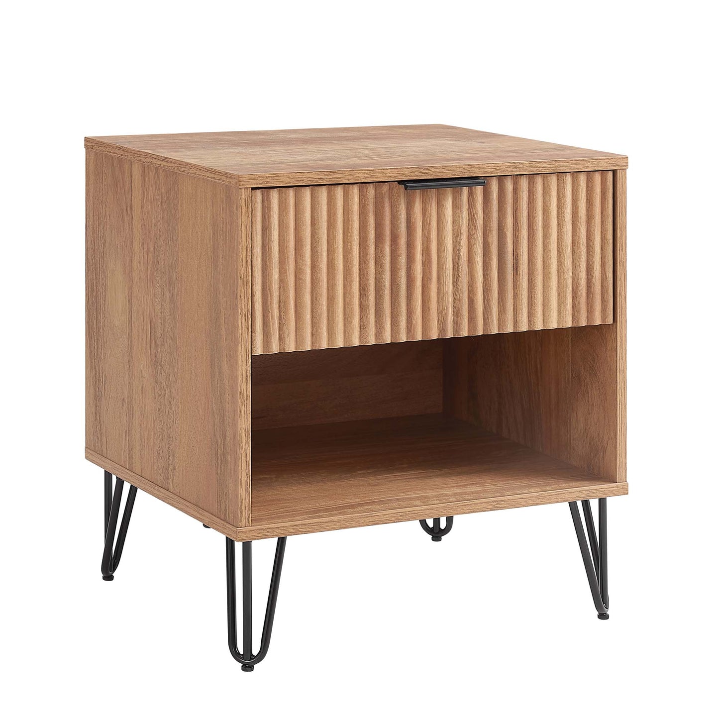 Dumbo Modern 20" Fluted Nightstand in Golden Brown (1-Drawer) - Set of 2 2-NS001-GB