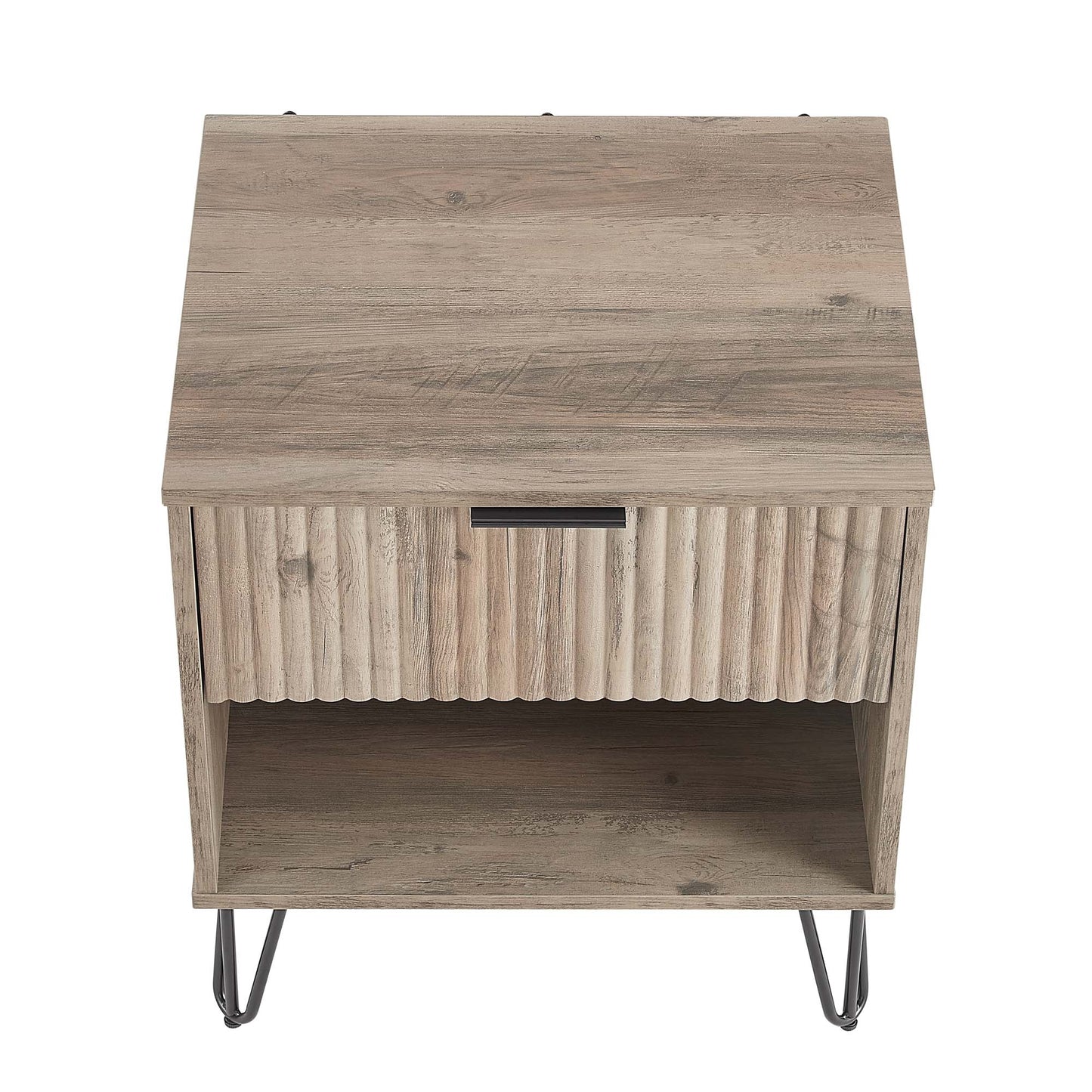 Dumbo Modern 20" Fluted Nightstand in Rustic Gray (1-Drawer) - Set of 2 2-NS001-GY