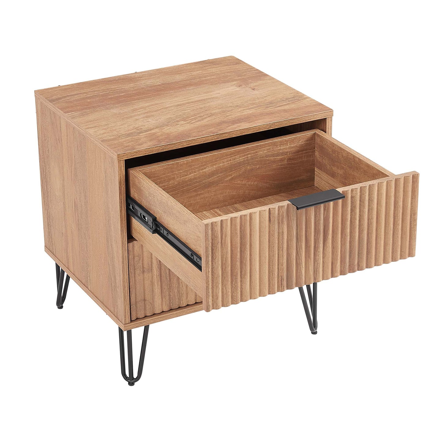 Dumbo Modern 20" Fluted Nightstand in Golden Brown (2-Drawer) - Set of 2 2-NS002-GB