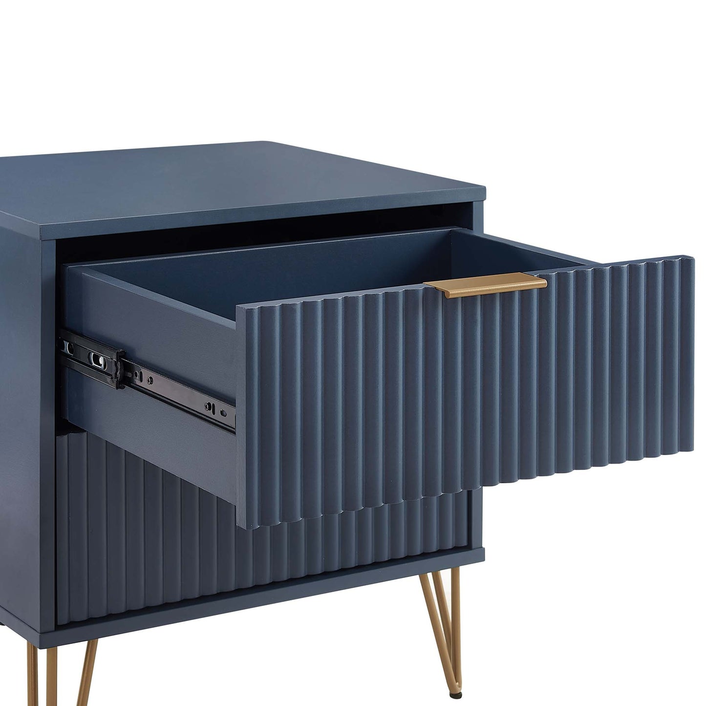 Dumbo Modern 20" Fluted Nightstand in Midnight Blue (2-Drawer) - Set of 2 2-NS002-MB
