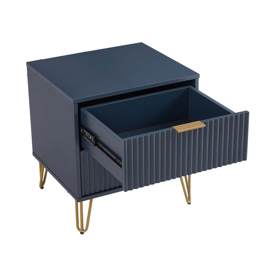 Dumbo Modern 20" Fluted Nightstand in Midnight Blue (2-Drawer) - Set of 2 2-NS002-MB