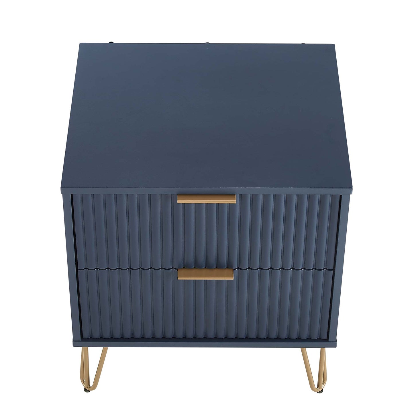 Dumbo Modern 20" Fluted Nightstand in Midnight Blue (2-Drawer) - Set of 2 2-NS002-MB