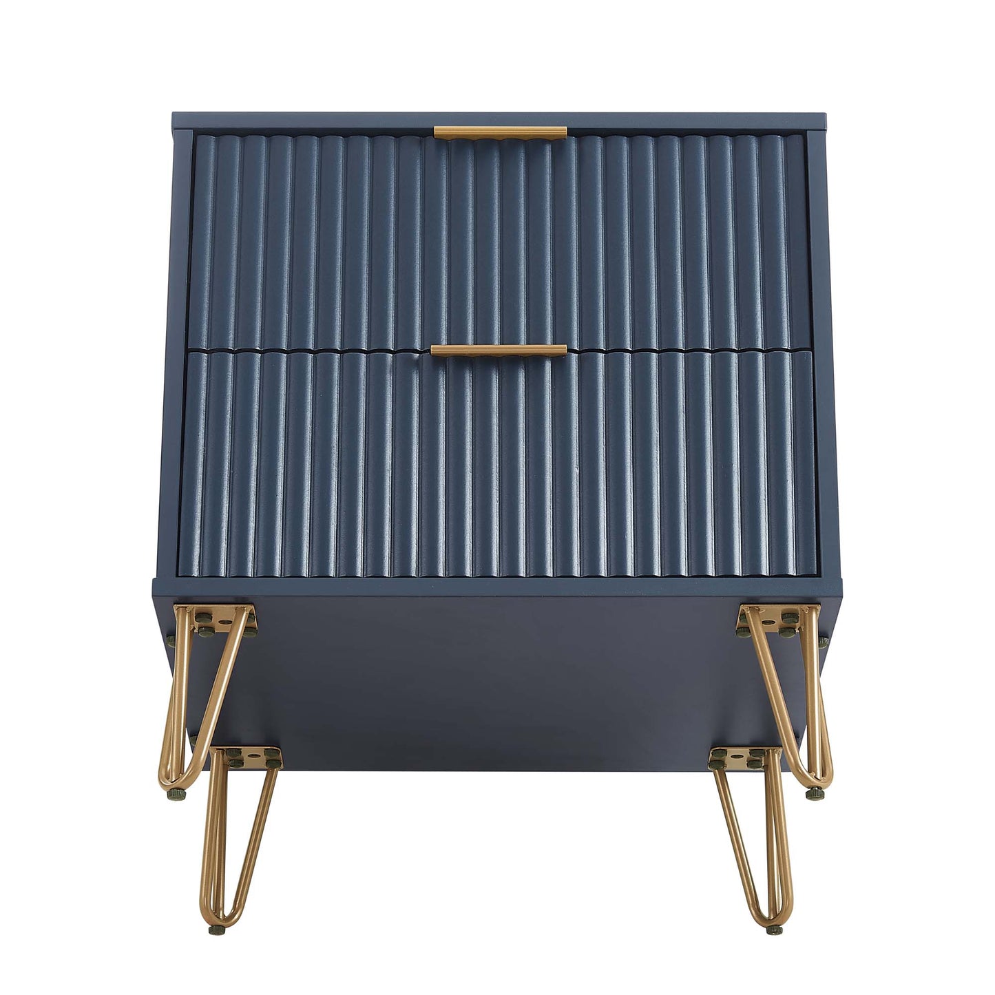 Dumbo Modern 20" Fluted Nightstand in Midnight Blue (2-Drawer) - Set of 2 2-NS002-MB