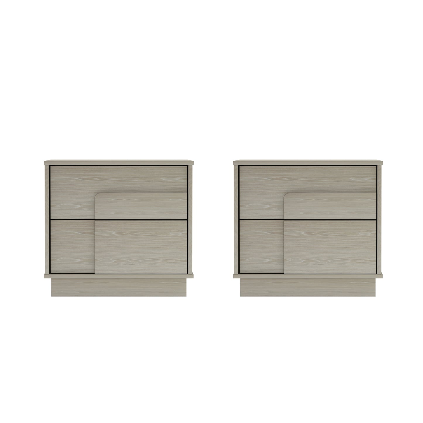Horizon Modern 22" Nightstand in Whitewashed Oak (2-Drawer) - Set of 2 2-NS003-OK
