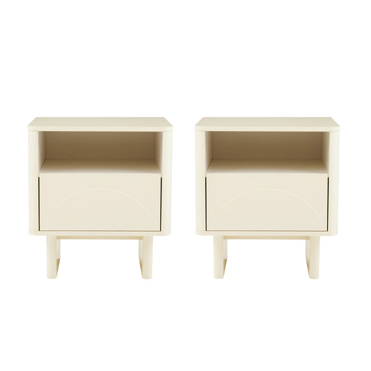 Ella Modern 20" Nightstand in Cream (1-Drawer) - Set of 2 2-NS005-CR