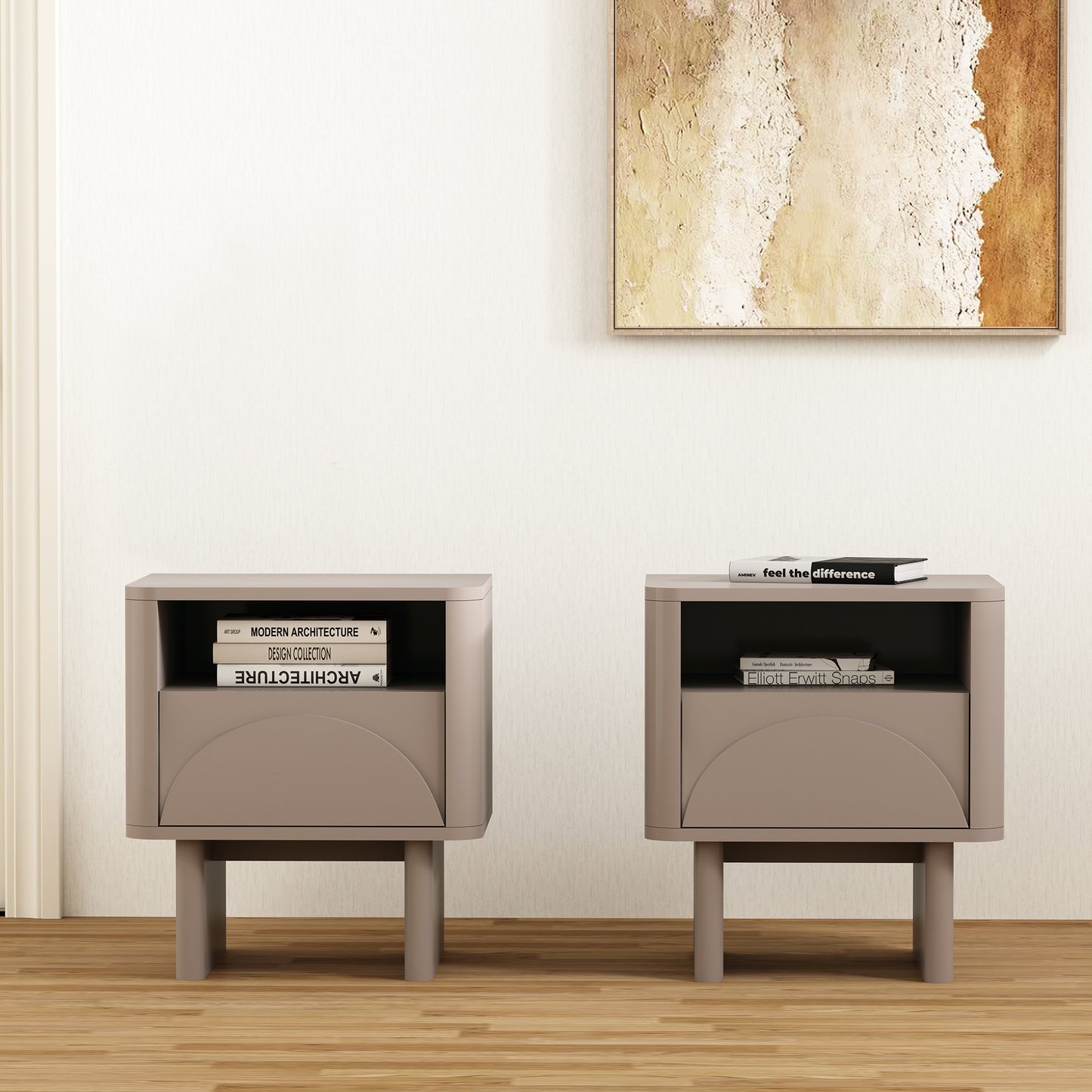 Ella Modern 20" Nightstand in Mocha (1-Drawer) - Set of 2 2-NS005-MO