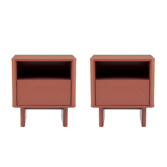 Ella Modern 20" Nightstand in Terracotta (1-Drawer) - Set of 2 2-NS005-OR