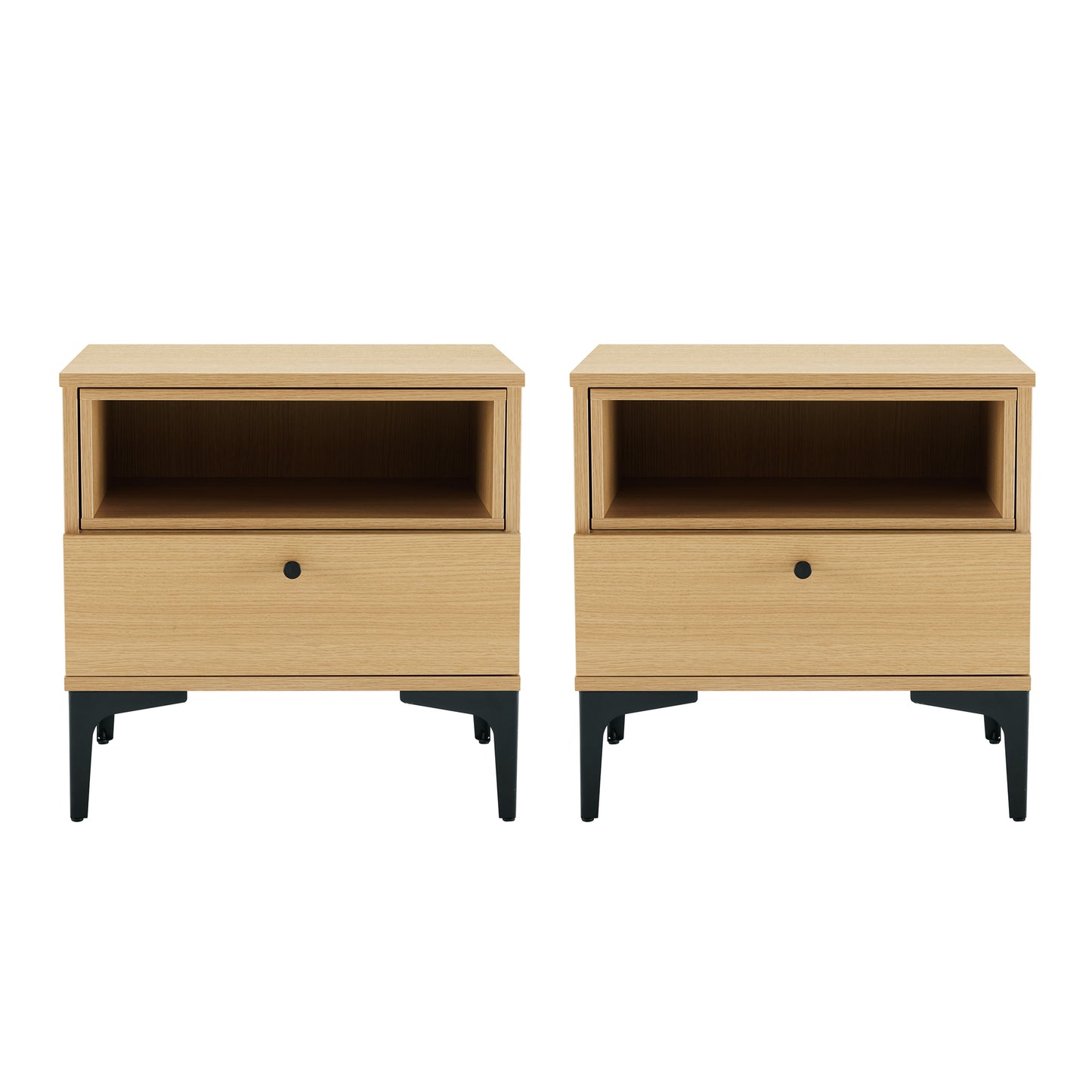Amara Modern 20" Nightstand in Light Oak (1-Drawer) - Set of 2 2-NS006-NA