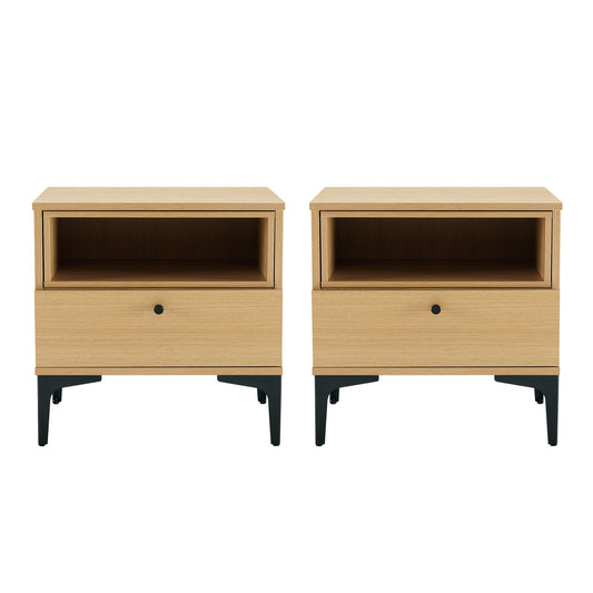 Amara Modern 20" Nightstand in Light Oak (1-Drawer) - Set of 2 2-NS006-NA