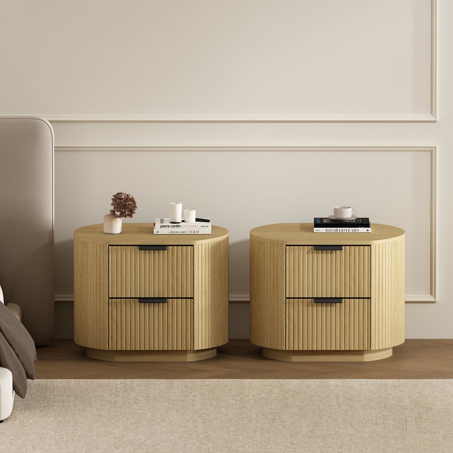 Olivia Modern 27" Nightstand in Natural Oak (2-Drawer) - Set of 2 2-NS010-NO
