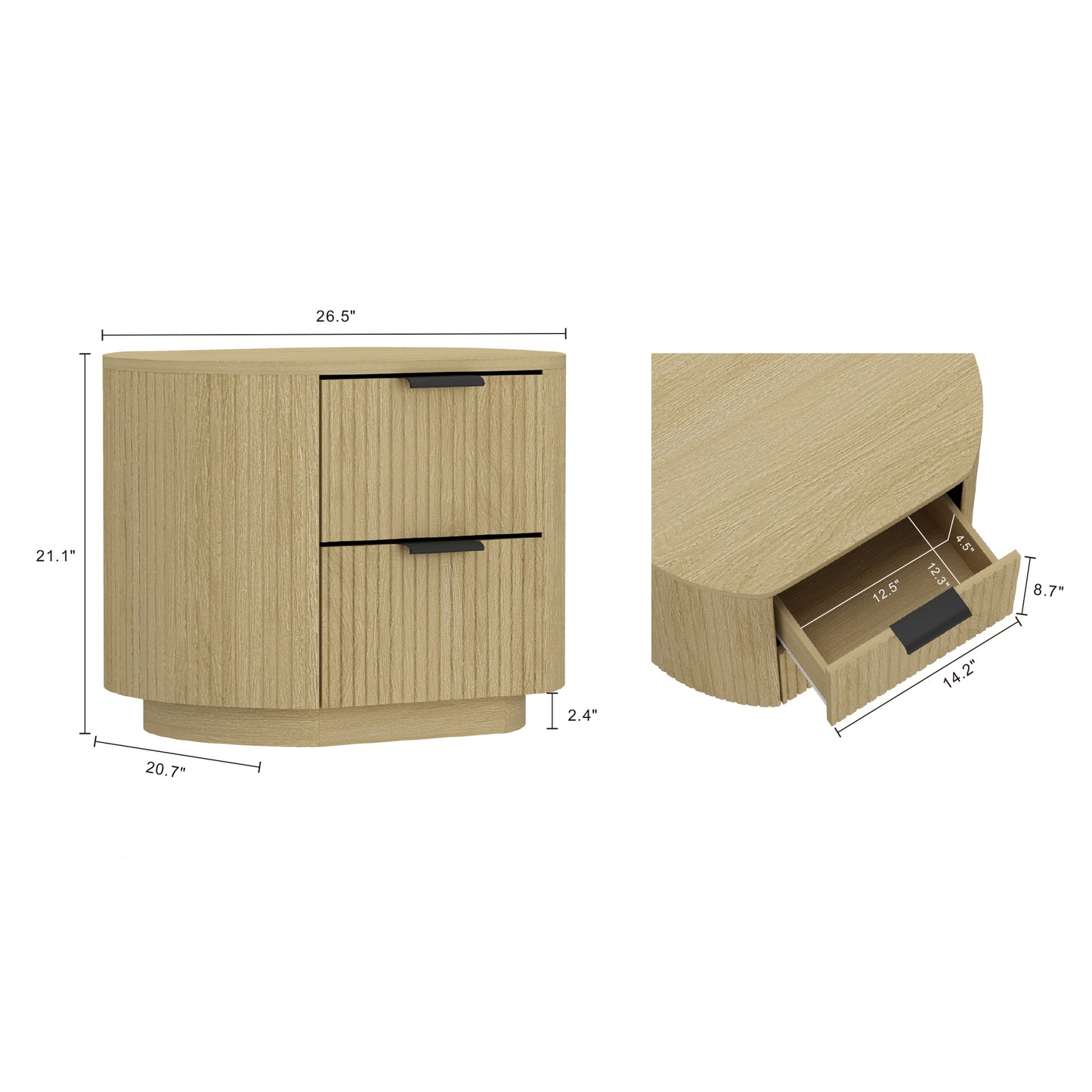Olivia Modern 27" Nightstand in Natural Oak (2-Drawer) - Set of 2 2-NS010-NO