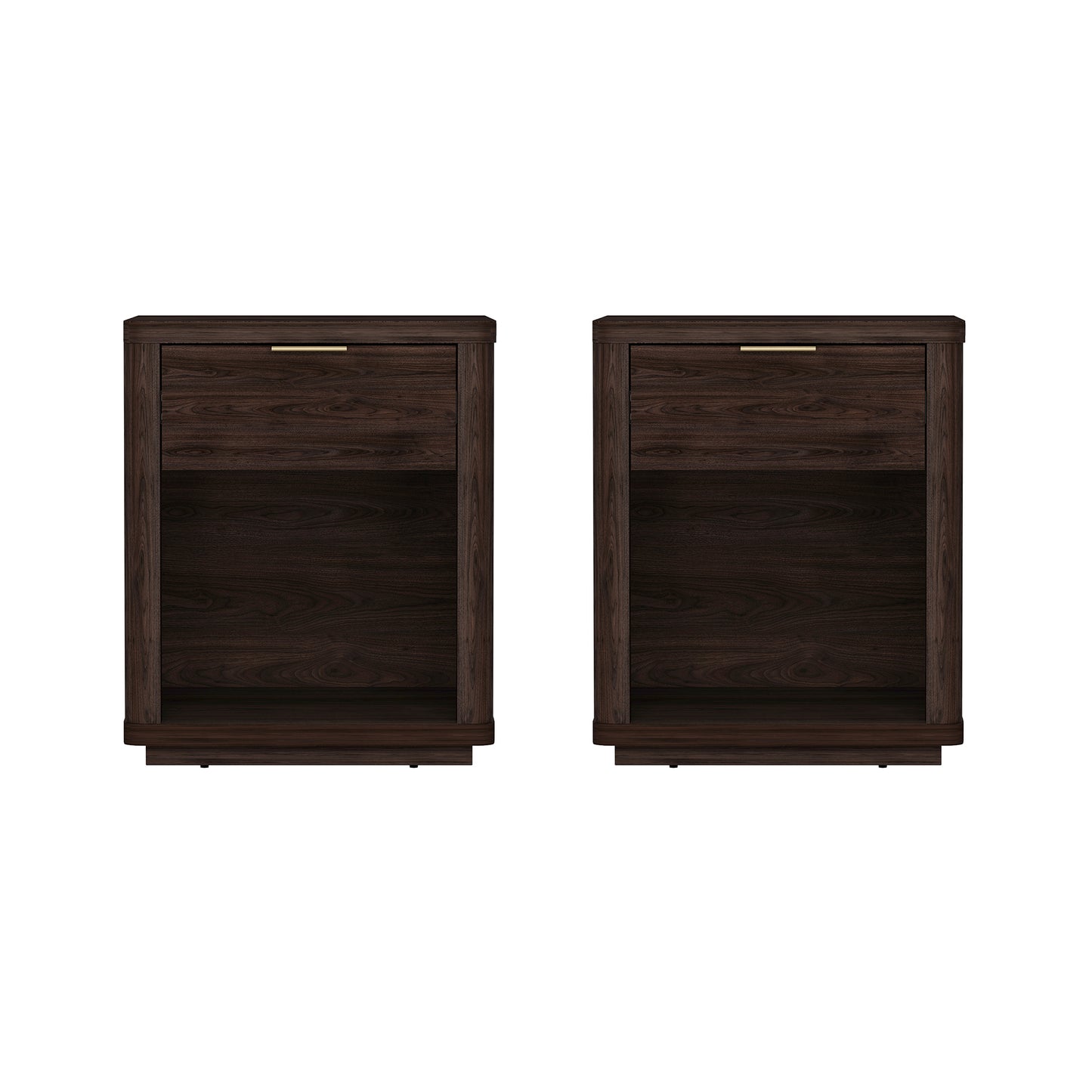 Evelyn Modern 20" Nightstand in Brown (1-Drawer) - Set of 2 2-NS011-BR