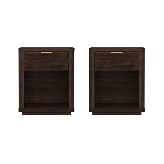 Evelyn Modern 20" Nightstand in Brown (1-Drawer) - Set of 2 2-NS011-BR