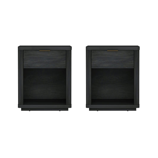 Evelyn Modern 20" Nightstand in Charcoal Gray (1-Drawer) - Set of 2 2-NS011-CH