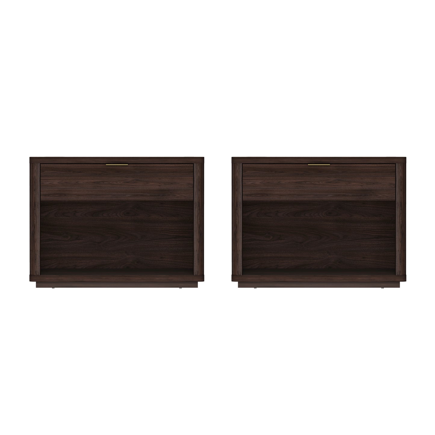 Evelyn Modern 32" Nightstand in Brown (1-Drawer) - Set of 2 2-NS012-BR