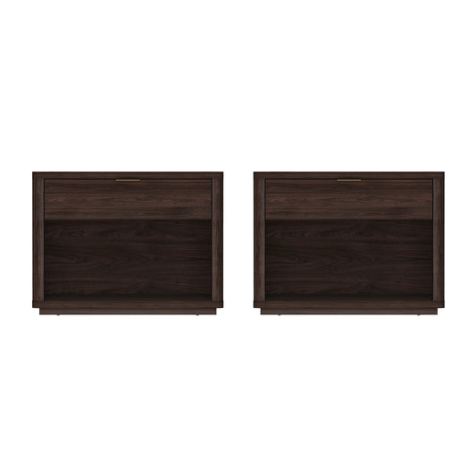 Evelyn Modern 32" Nightstand in Brown (1-Drawer) - Set of 2 2-NS012-BR