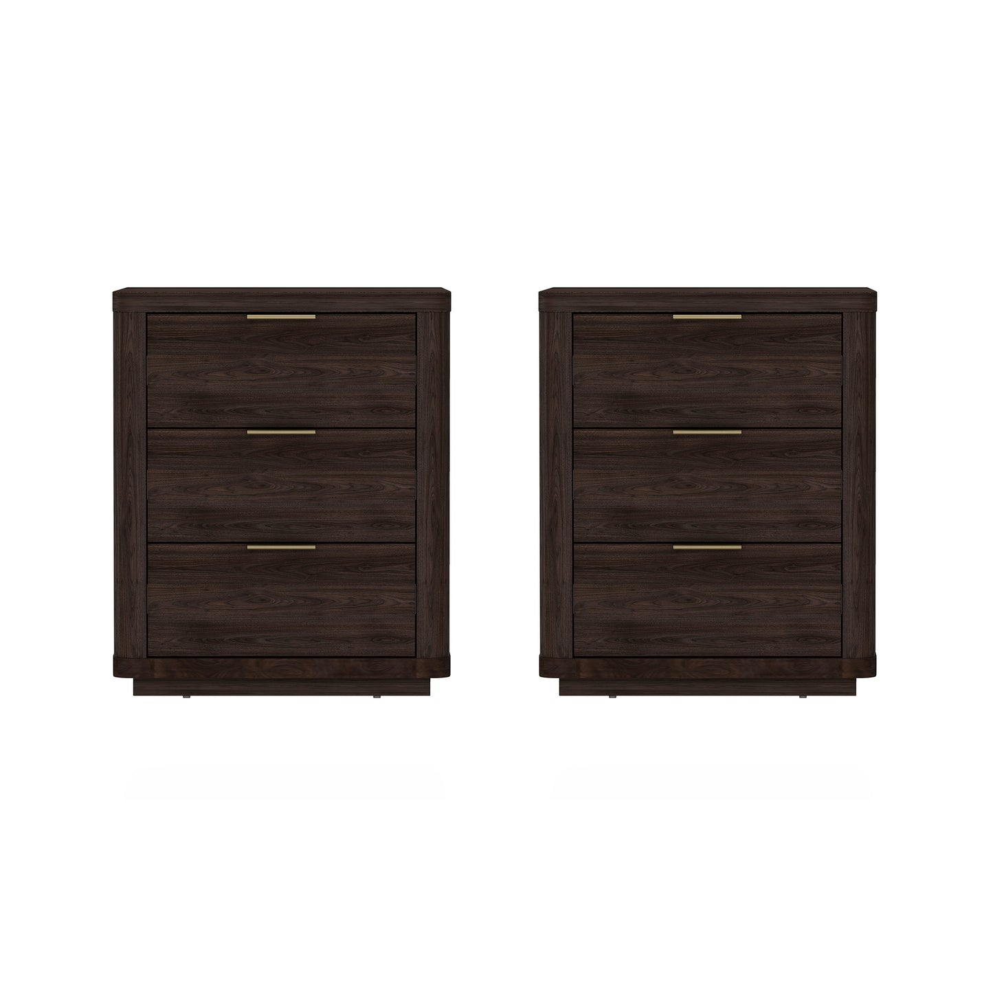 Evelyn Modern 20" Nightstand in Brown (3-Drawer) - Set of 2 2-NS013-BR