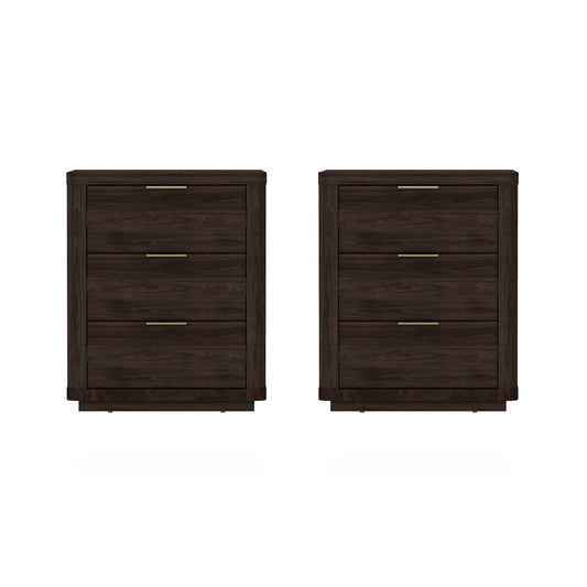 Evelyn Modern 20" Nightstand in Brown (3-Drawer) - Set of 2 2-NS013-BR