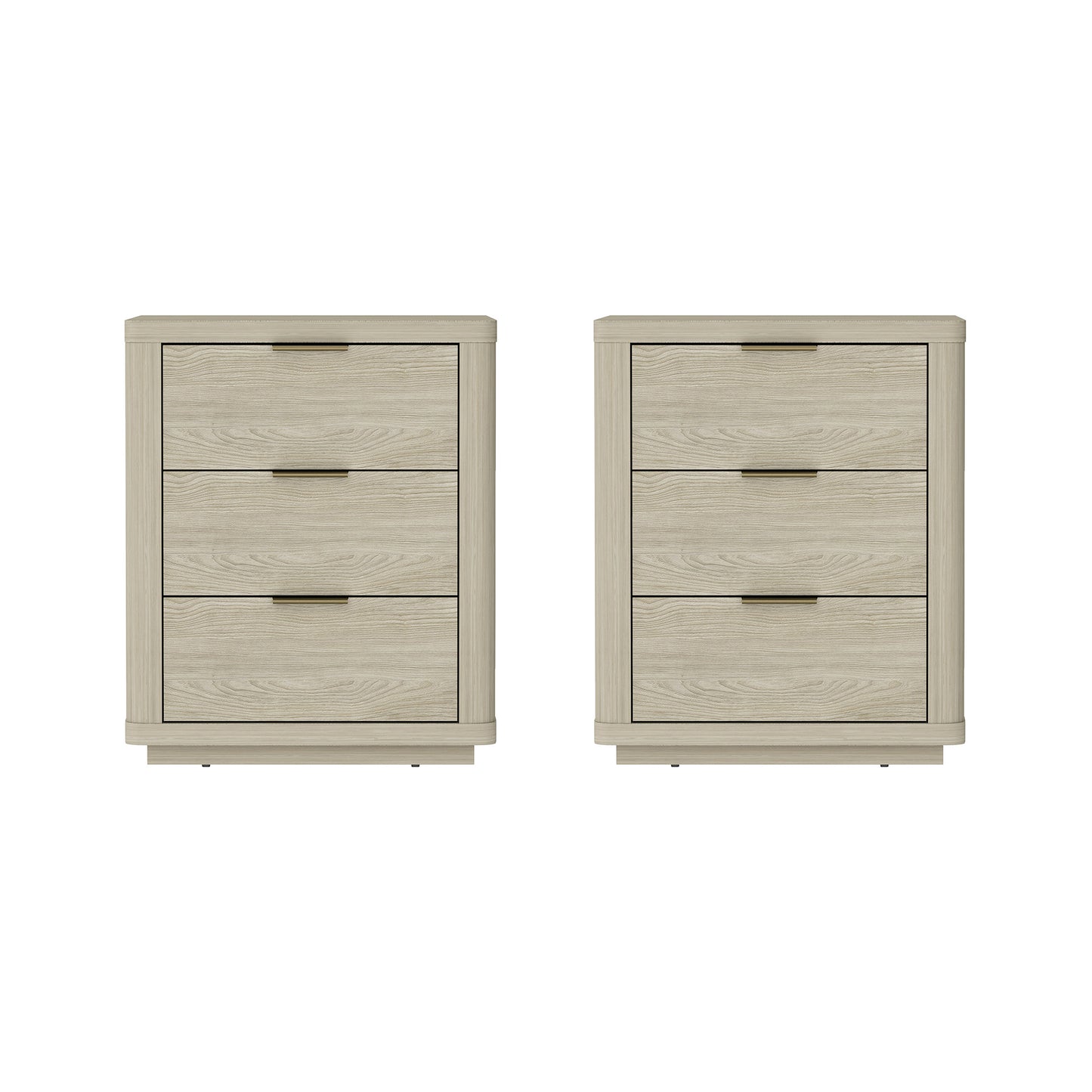 Evelyn Modern 20" Nightstand in Natural (3-Drawer) - Set of 2 2-NS013-NA