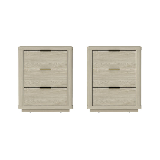 Evelyn Modern 20" Nightstand in Natural (3-Drawer) - Set of 2 2-NS013-NA