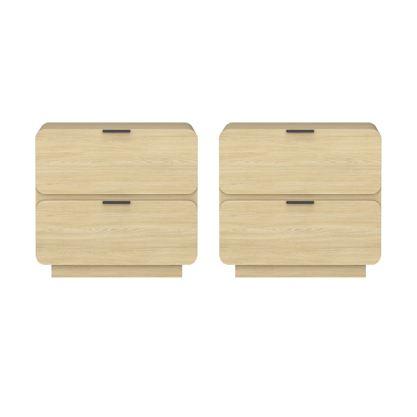 Chrystie Contemporary Modern 26" Nightstand in Natural (2-Drawer) - Set of 2 2-NS016-NA