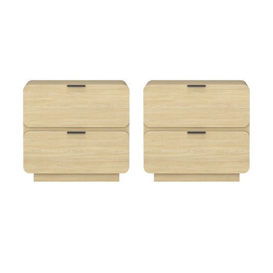 Chrystie Contemporary Modern 26" Nightstand in Natural (2-Drawer) - Set of 2 2-NS016-NA