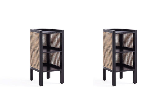 Versailles Industry Chic End Table in Black and Natural - Set of 2 2-NSCA01-BK