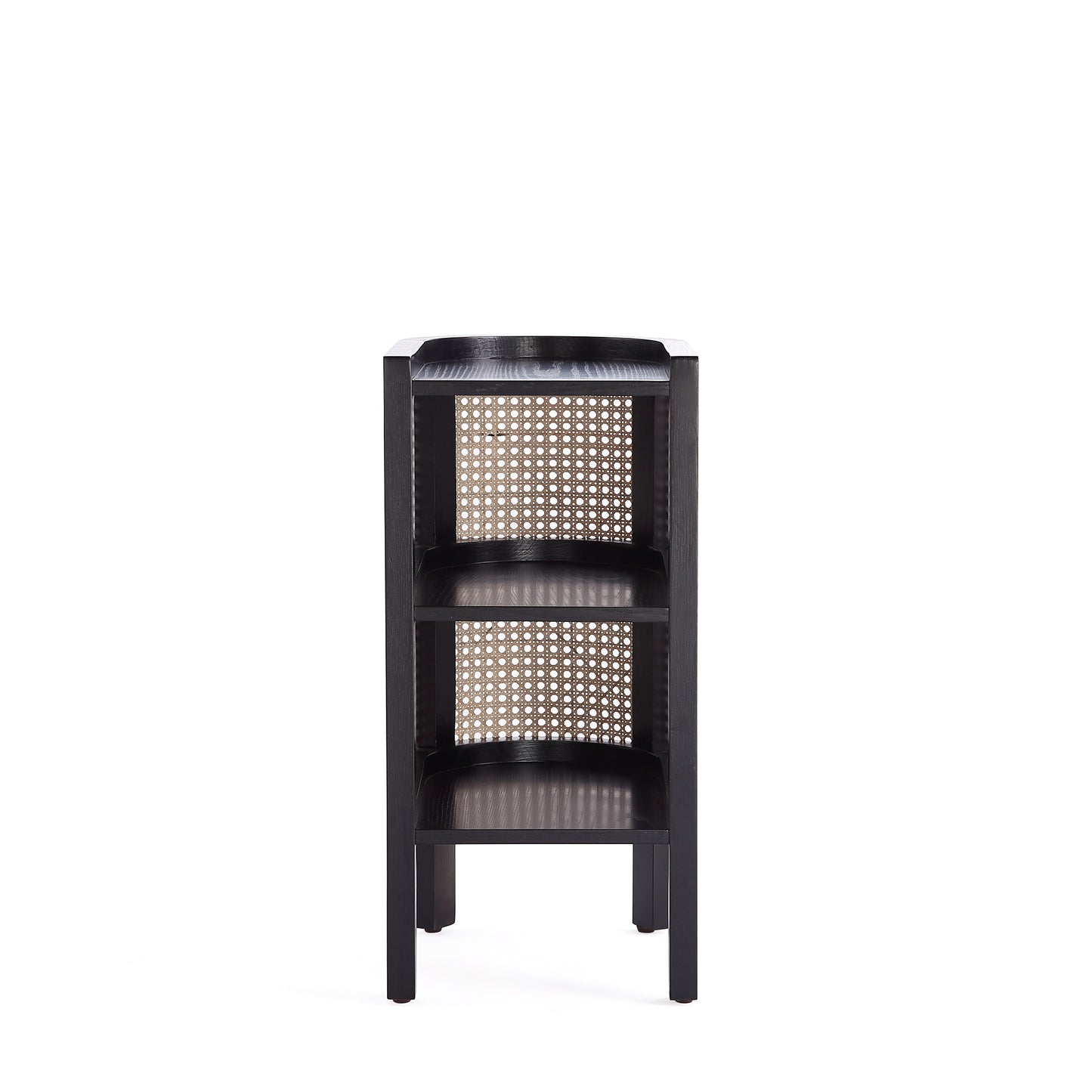 Manhattan Comfort Versailles End Table in Black and Natural Cane - Set of 2 2-NSCA01-BK