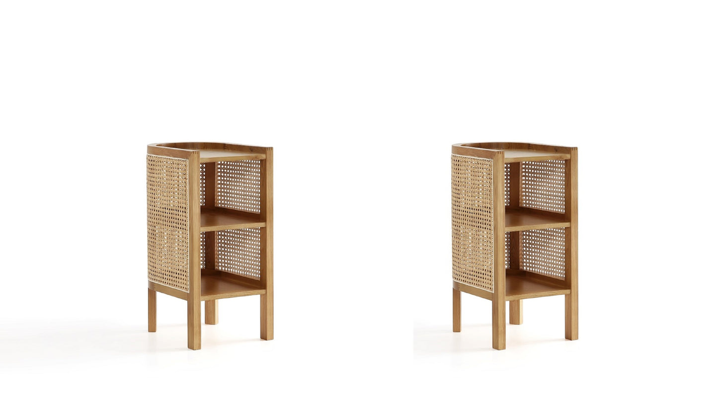 Manhattan Comfort Versailles End Table in Nature Cane - Set of 2 2-NSCA01-NA