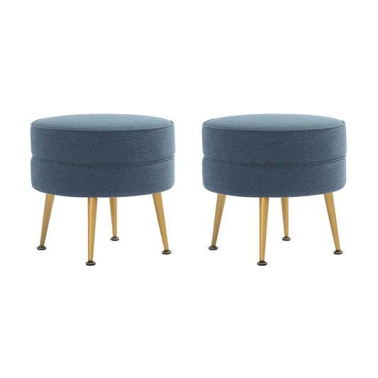 Bailey Mid-Century Modern Upholstered Accent Ottoman in Blue - Set of 2 2-OT003-BL