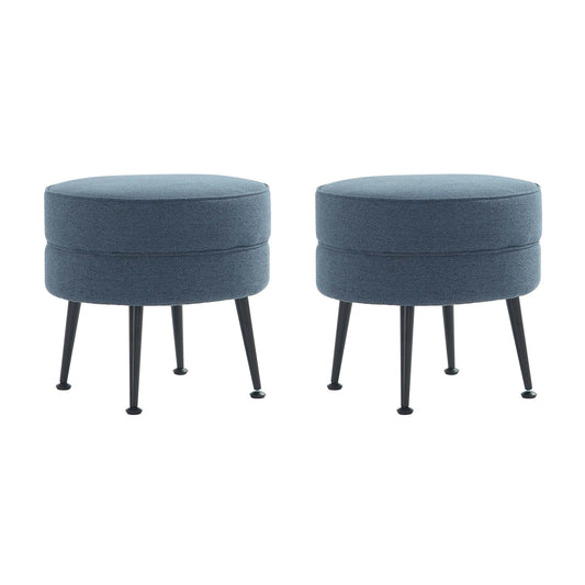 Bailey Mid-Century Modern Upholstered Accent Ottoman in Blue - Set of 2 2-OT003-BLB