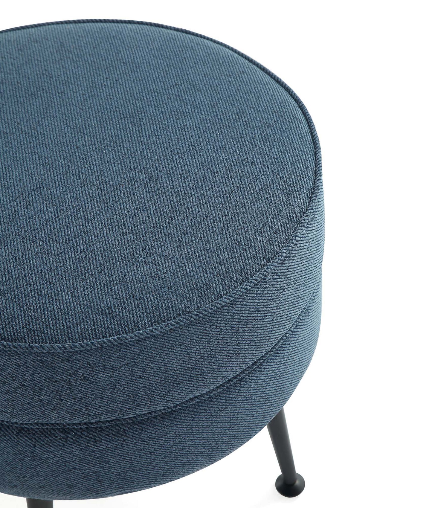 Manhattan Comfort Bailey Mid-Century Modern Woven Polyester Blend Upholstered Ottoman in Blue with Black Feet - Set of 2 2-OT003-BLB