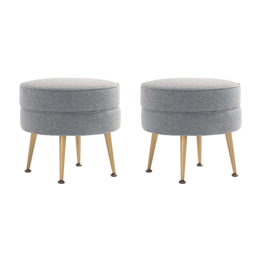 Bailey Mid-Century Modern Upholstered Accent Ottoman in Gray - Set of 2 2-OT003-GY