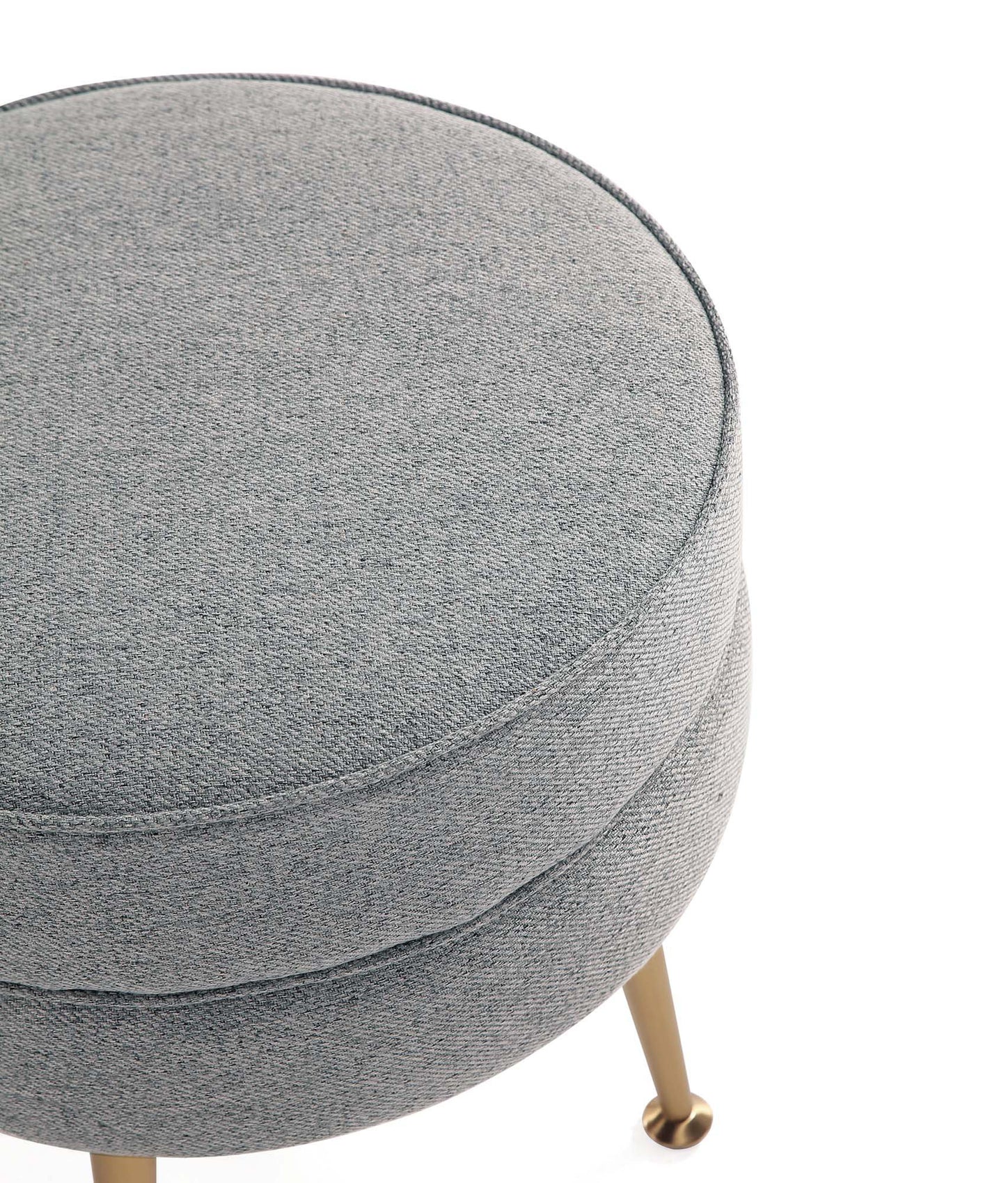 Manhattan Comfort Bailey Mid-Century Modern Woven Polyester Blend Upholstered Ottoman in Grey with Gold Feet - Set of 2 2-OT003-GY