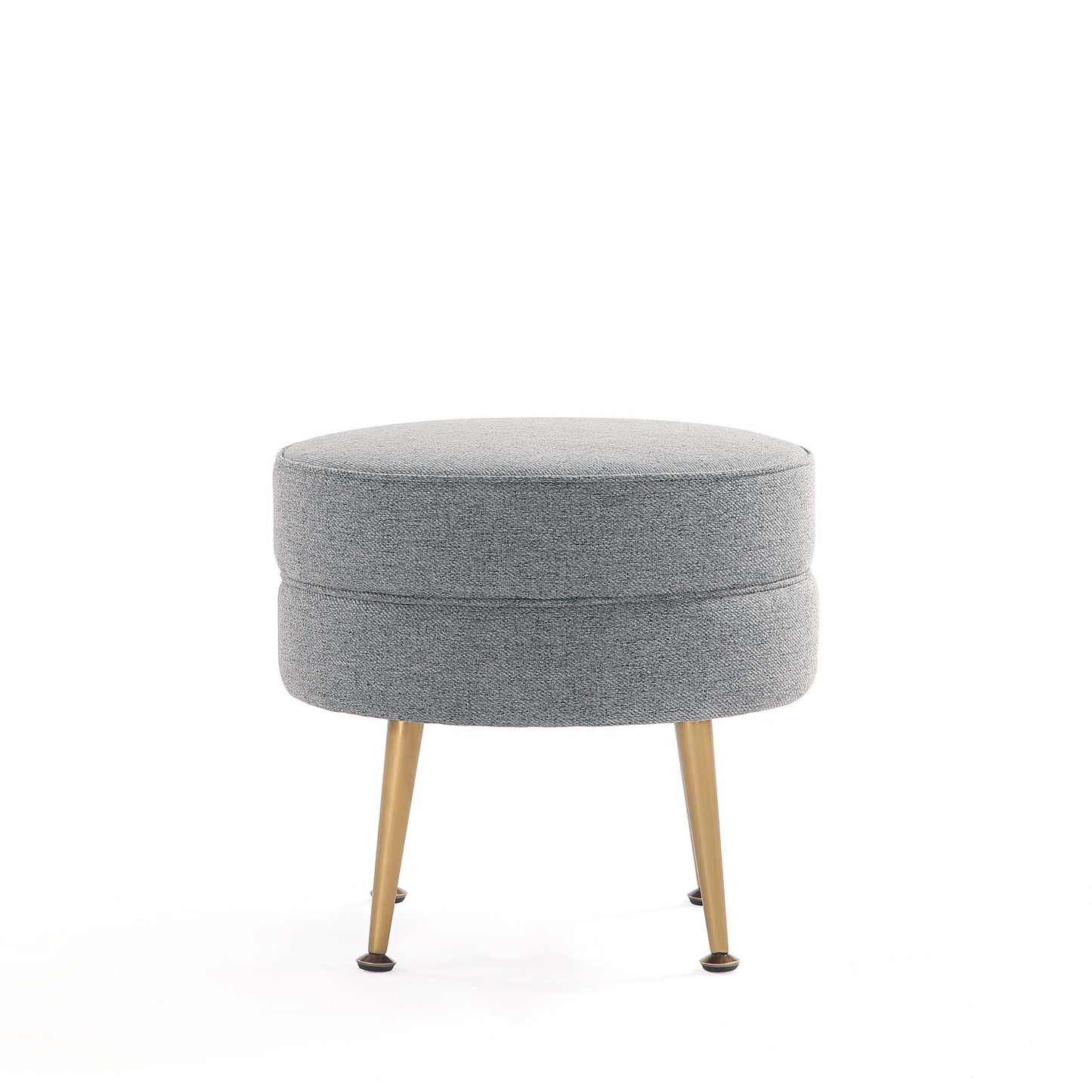 Manhattan Comfort Bailey Mid-Century Modern Woven Polyester Blend Upholstered Ottoman in Grey with Gold Feet - Set of 2 2-OT003-GY