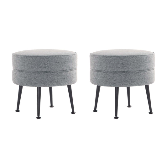 Bailey Mid-Century Modern Upholstered Accent Ottoman in Gray - Set of 2 2-OT003-GYB