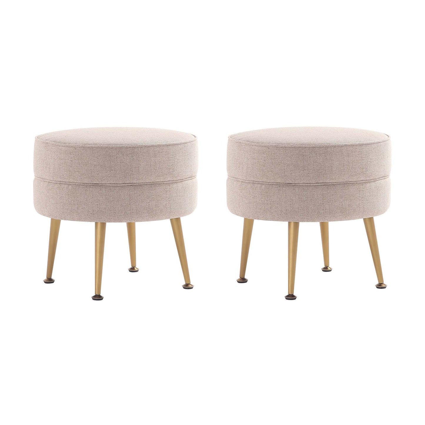 Bailey Mid-Century Modern Upholstered Accent Ottoman in Wheat - Set of 2 2-OT003-OT