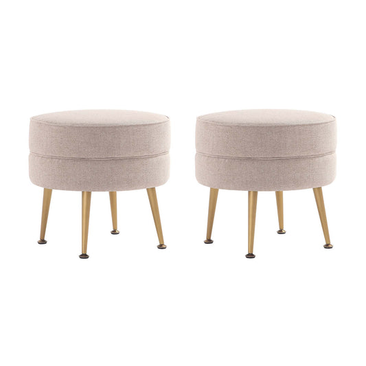 Bailey Mid-Century Modern Upholstered Accent Ottoman in Wheat - Set of 2 2-OT003-OT
