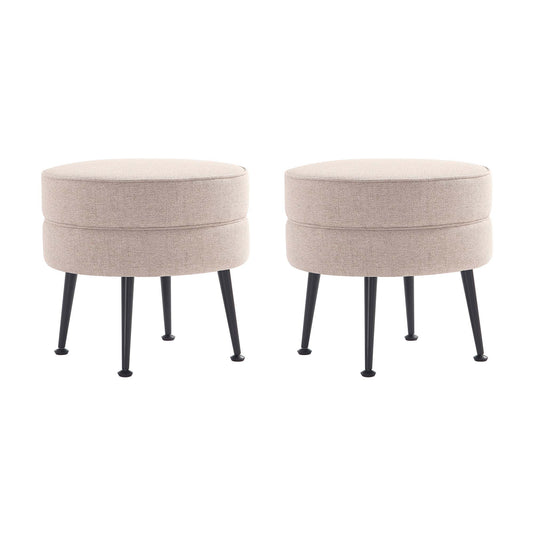 Bailey Mid-Century Modern Upholstered Accent Ottoman in Wheat - Set of 2 2-OT003-OTB