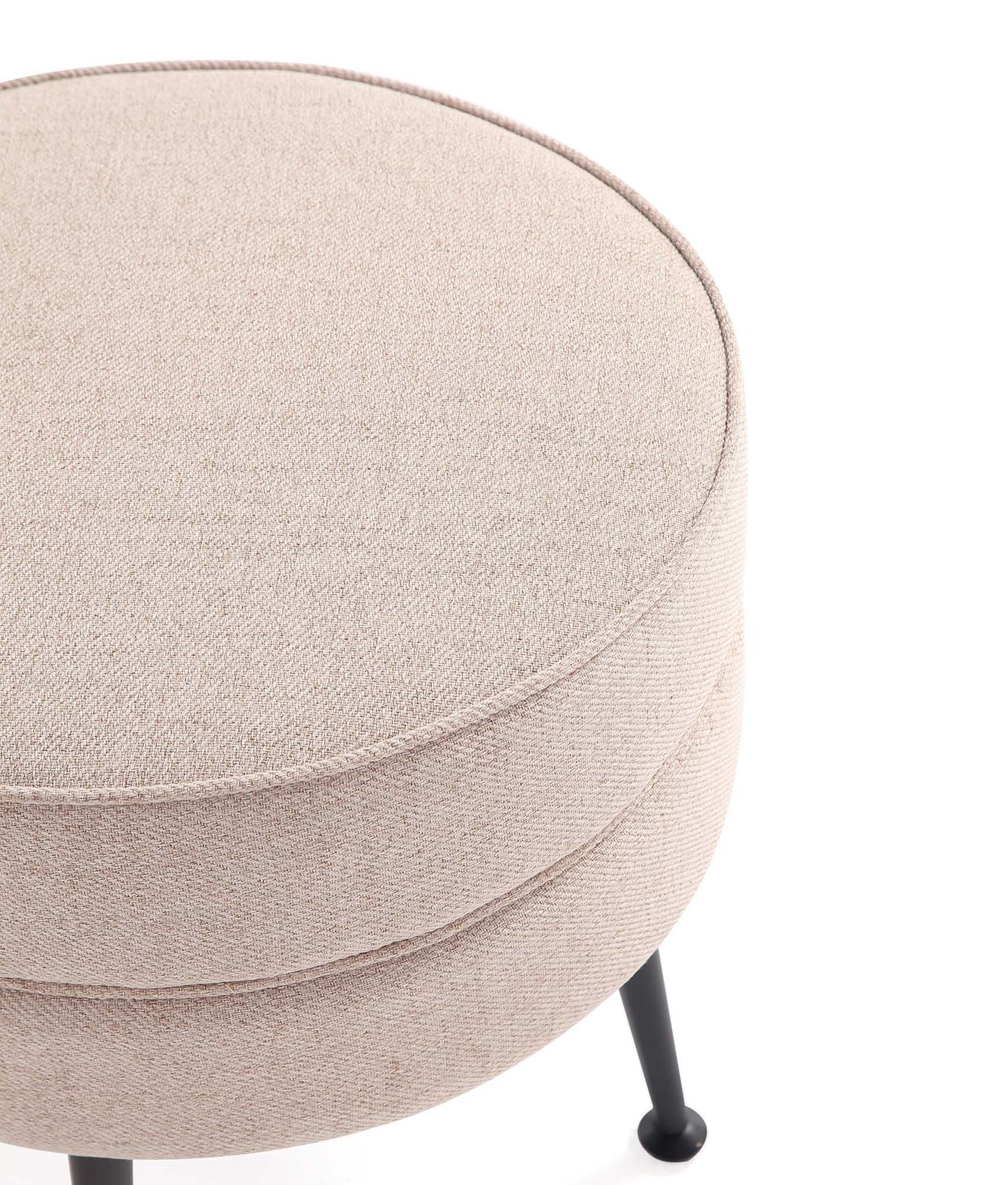Manhattan Comfort Bailey Mid-Century Modern Woven Polyester Blend Upholstered Ottoman in Oatmeal with Black Feet - Set of 2 2-OT003-OTB
