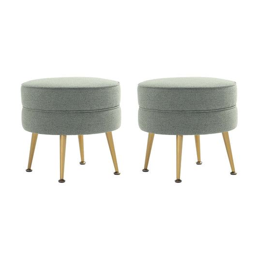Bailey Mid-Century Modern Upholstered Accent Ottoman in Sage Green - Set of 2 2-OT003-SG