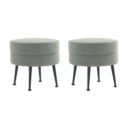 Bailey Mid-Century Modern Upholstered Accent Ottoman in Sage Green - Set of 2 2-OT003-SGB