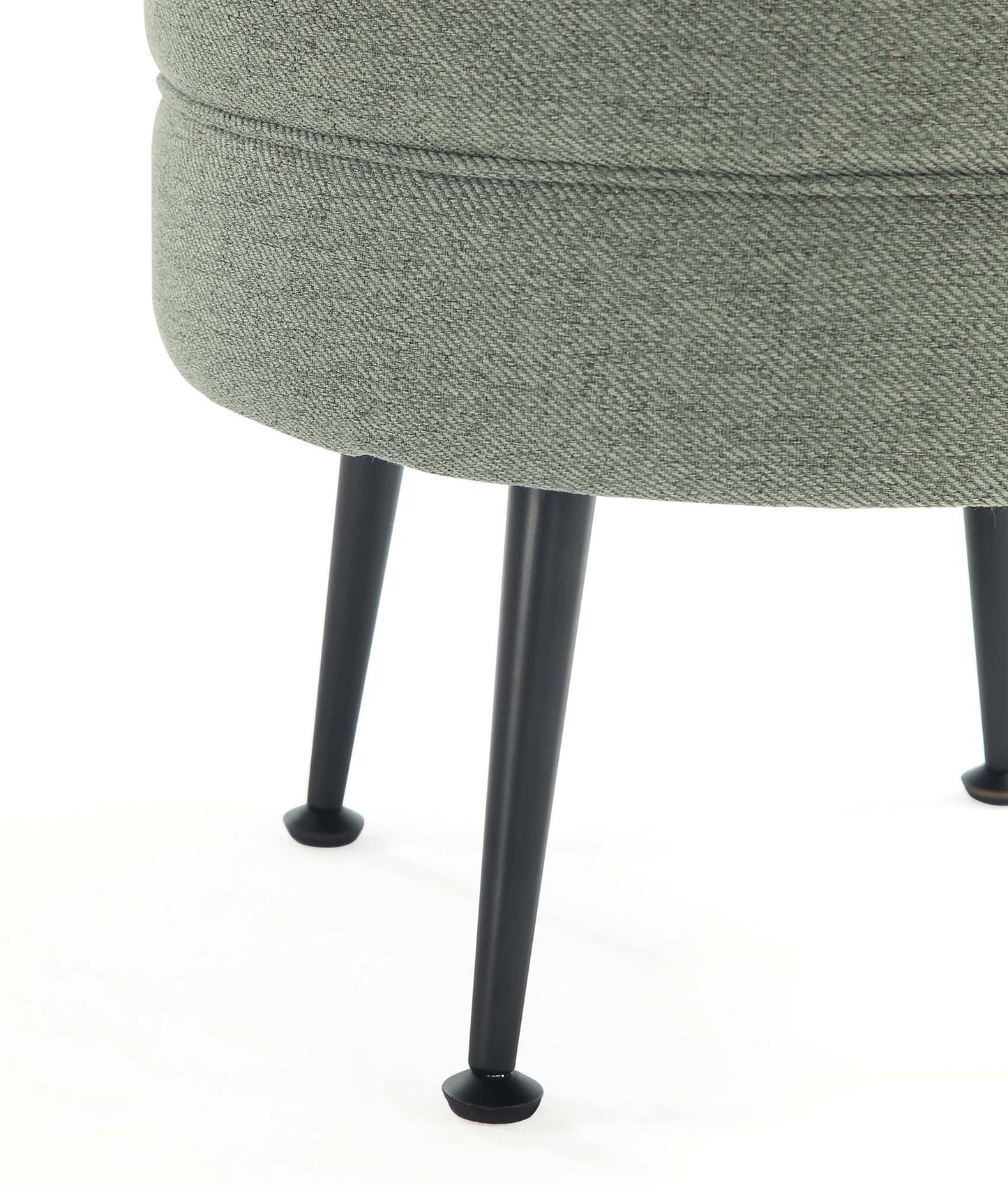 Manhattan Comfort Bailey Mid-Century Modern Woven Polyester Blend Upholstered Ottoman in Sage Green with Black Feet - Set of 2 2-OT003-SGB