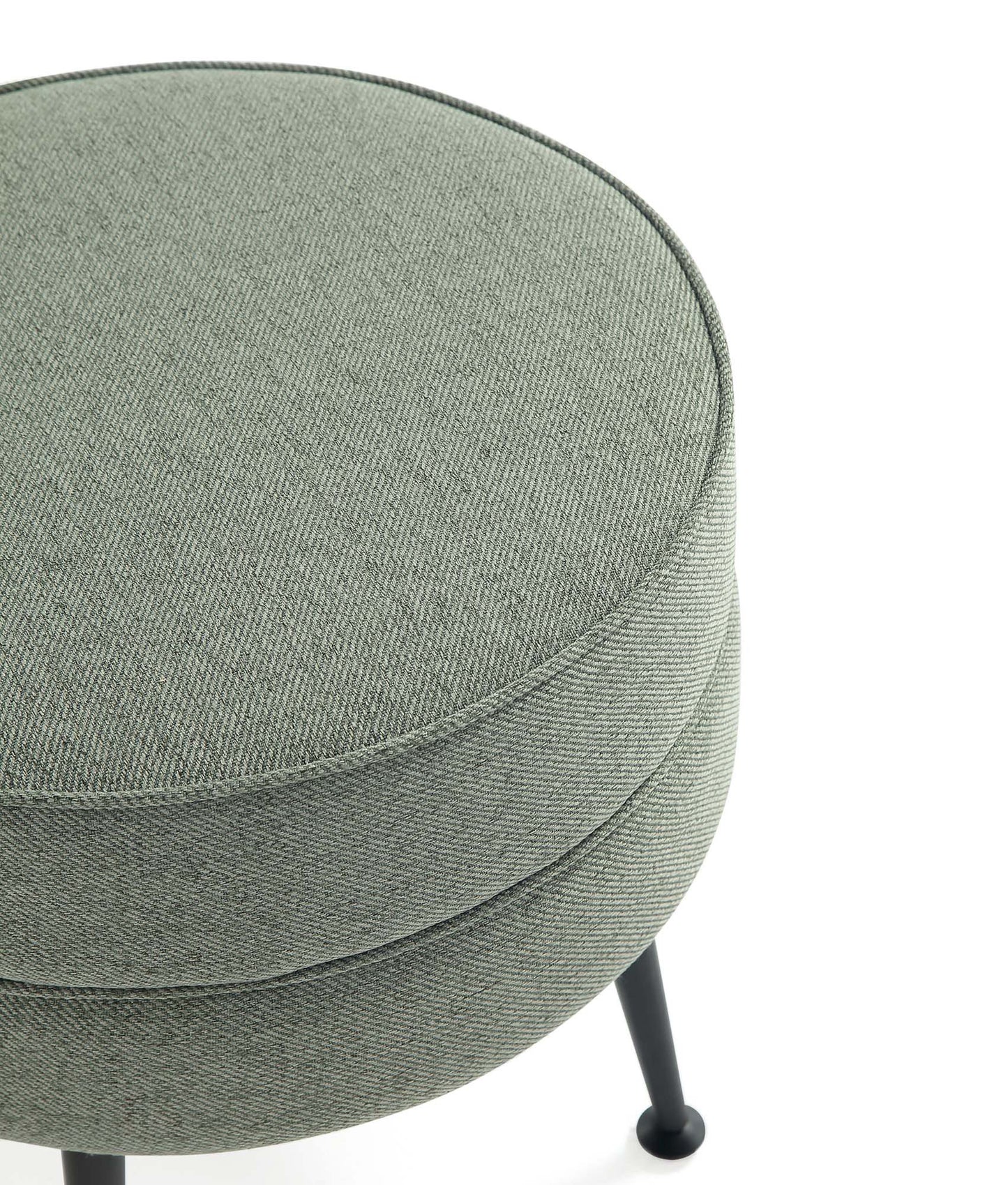 Manhattan Comfort Bailey Mid-Century Modern Woven Polyester Blend Upholstered Ottoman in Sage Green with Black Feet - Set of 2 2-OT003-SGB