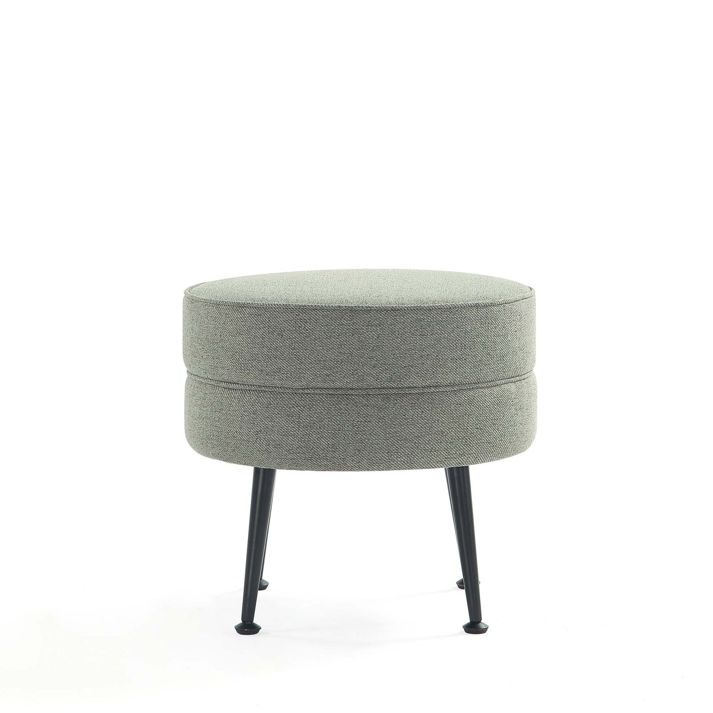 Manhattan Comfort Bailey Mid-Century Modern Woven Polyester Blend Upholstered Ottoman in Sage Green with Black Feet - Set of 2 2-OT003-SGB