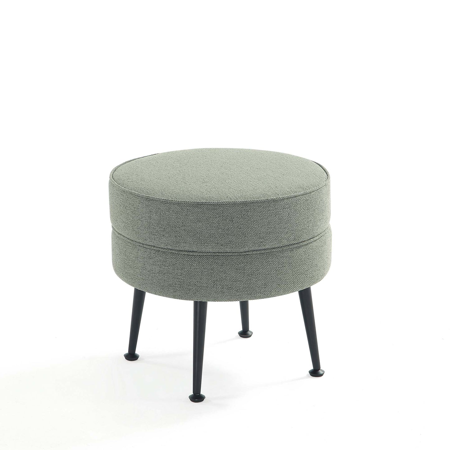 Manhattan Comfort Bailey Mid-Century Modern Woven Polyester Blend Upholstered Ottoman in Sage Green with Black Feet - Set of 2 2-OT003-SGB