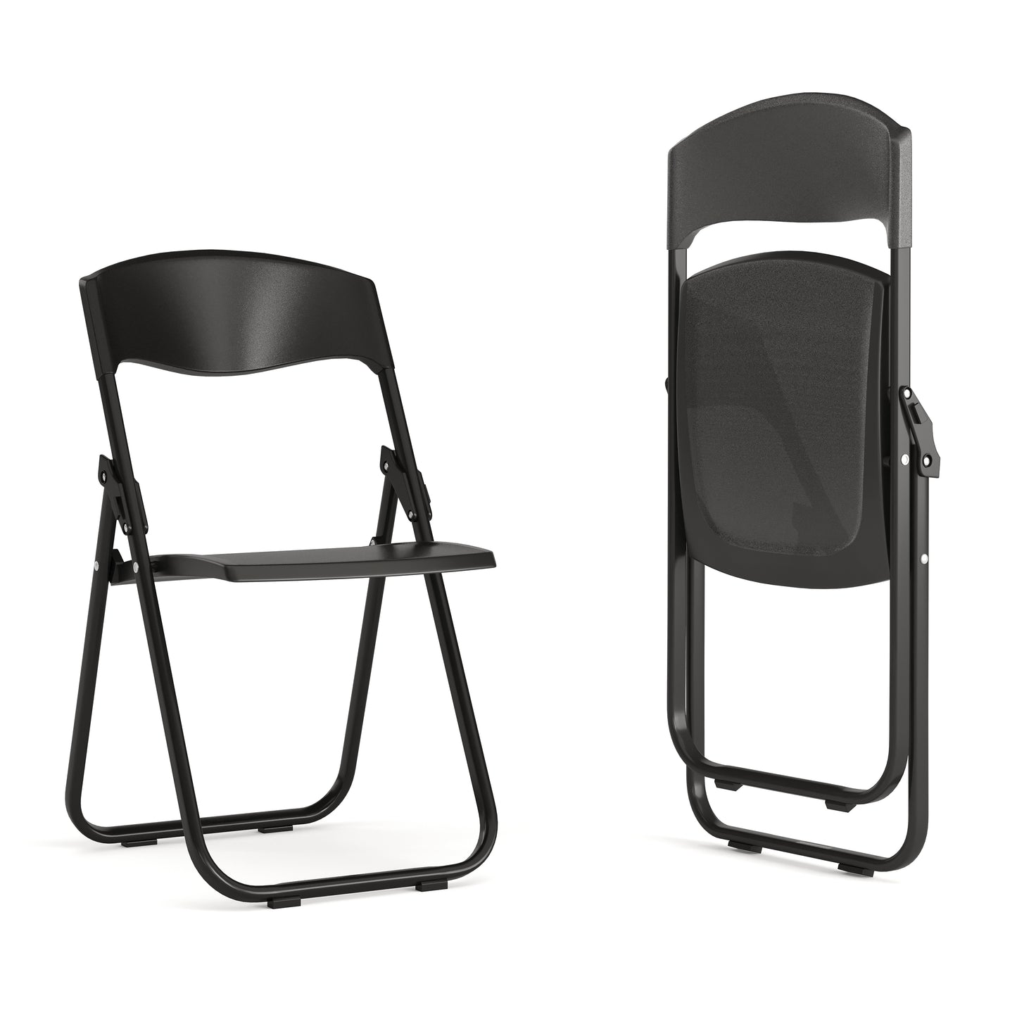 2 Pack HERCULES Series 500 lb. Capacity Heavy Duty Black Plastic Folding Chair with Built-in Ganging Brackets Black 2-RUT-I-BLACK-GG