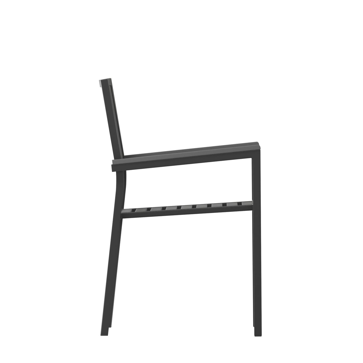 Harris Set of 2 Commercial Indoor/Outdoor Stacking Club Chairs with Black Poly Resin Slatted Backs and Seats Black