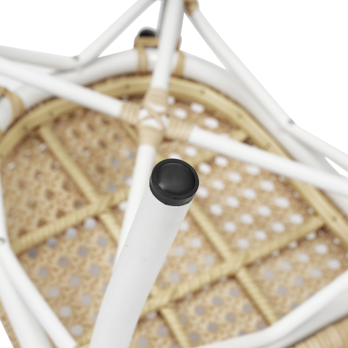 2 Pack Cannes Indoor/Outdoor Commercial Thonet Bistro Stacking Chair, Natural PE Cane Rattan and White Aluminum Frame Natural/White Frame 2-SDA-AD642110-1-NAT-WH-GG